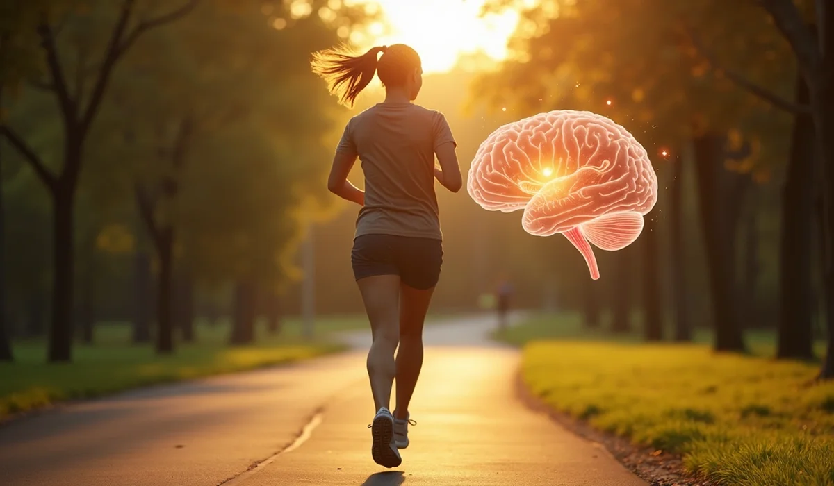 A person walking outdoors on a path, taking a break from work